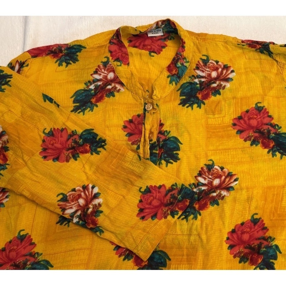 3X Boho Peasant Top Shirt Blouse V Neck 100%‎ Rayon 1/4 Button Vibrant Colors